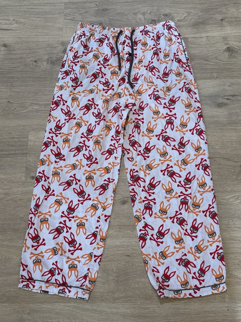 Psycho Bunny Men's Serenity Blue All Over Bunny Logo Lounge Sleep Pants